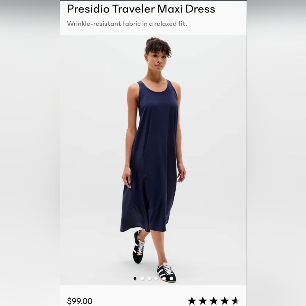 NWT- Athleta Presidio Traveler Maxi Dress Navy Blue